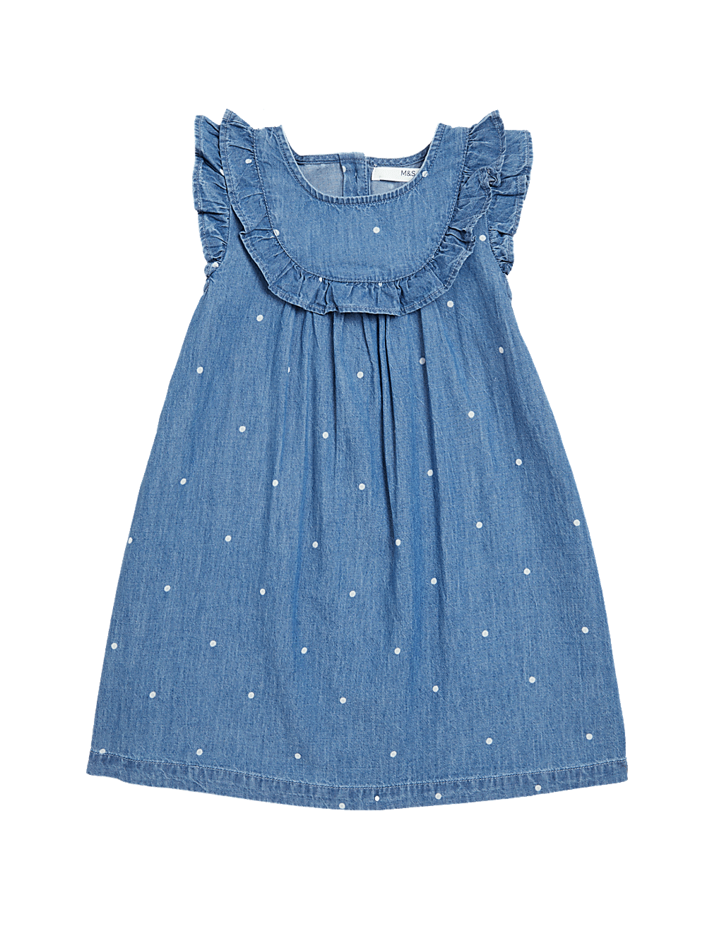 Denim Frill Spotted Dress (2-7 Yrs)