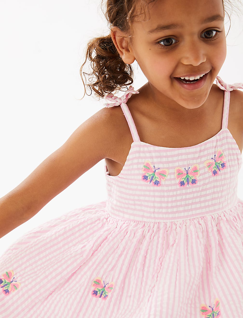 Pure Cotton Striped Butterfly Dress (2-7 Yrs)
