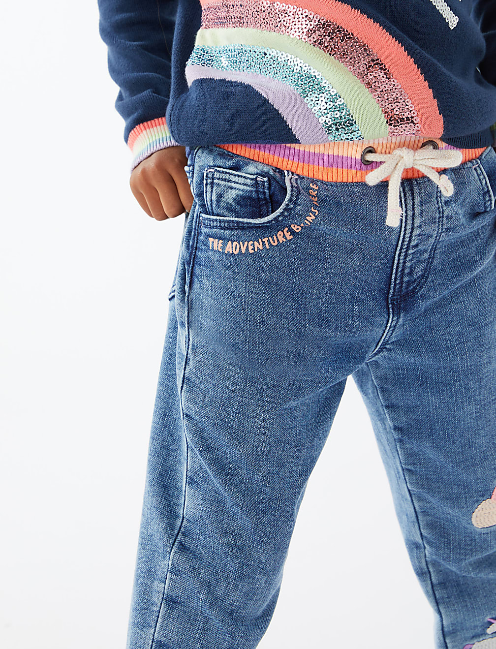 Regular Denim Unicorn Embroidered Jeans (2-7 Yrs)