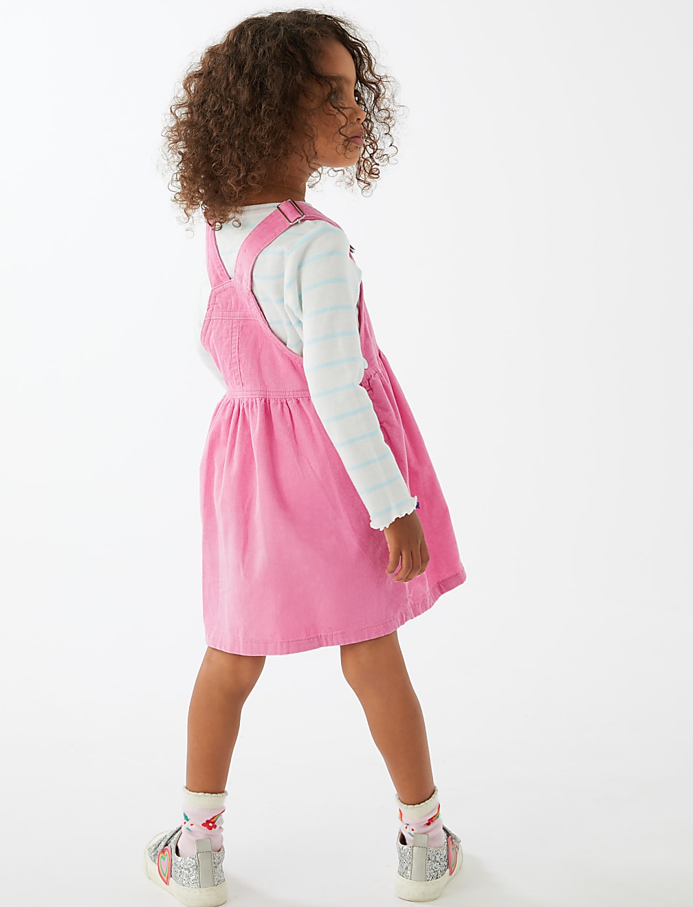 2pc Pure Cotton Floral Pinafore Outfit