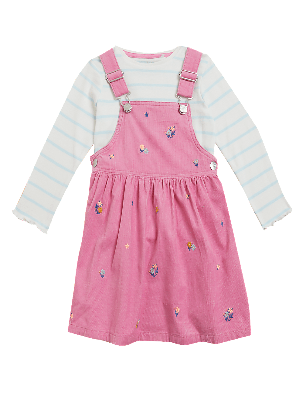 2pc Pure Cotton Floral Pinafore Outfit