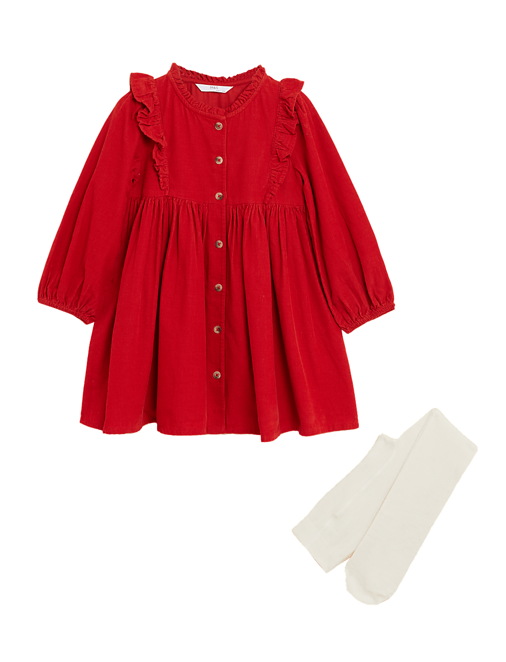 2pc Cotton Rich Cord Dress and Tights (2-7 Yrs)