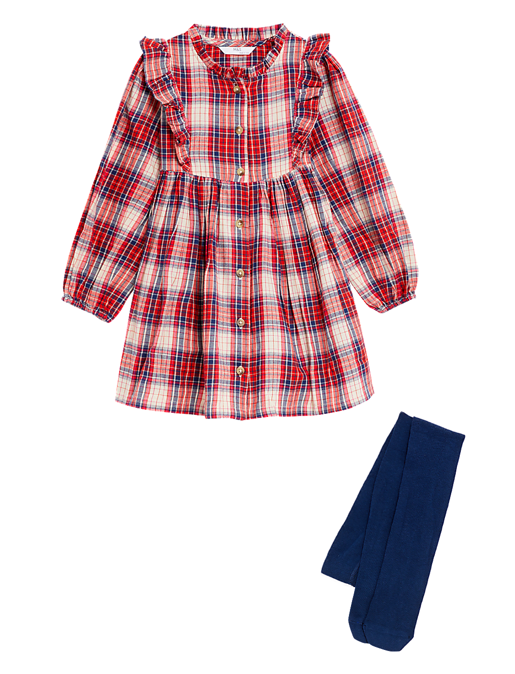 Cotton Rich Check Dress with Tights