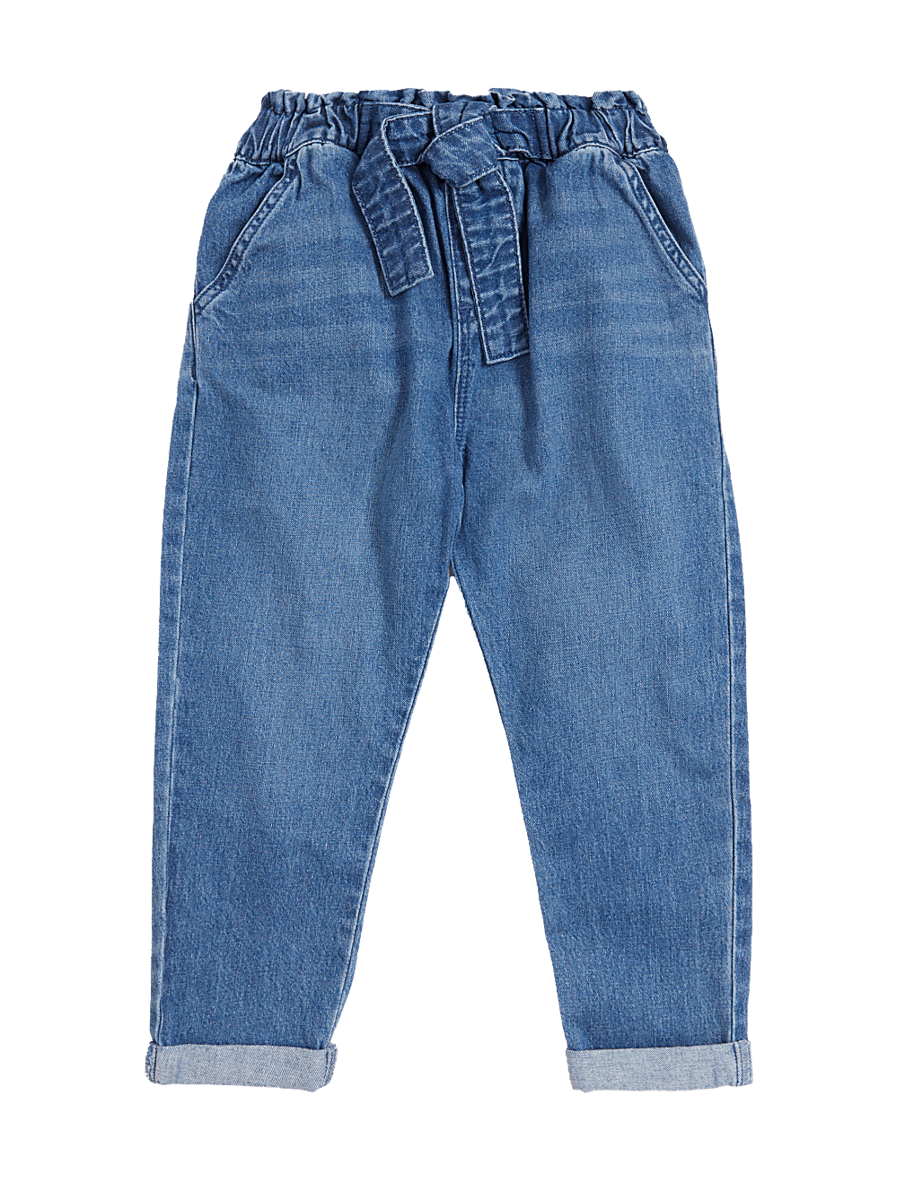 Regular Pure Cotton Tie Waist Jeans