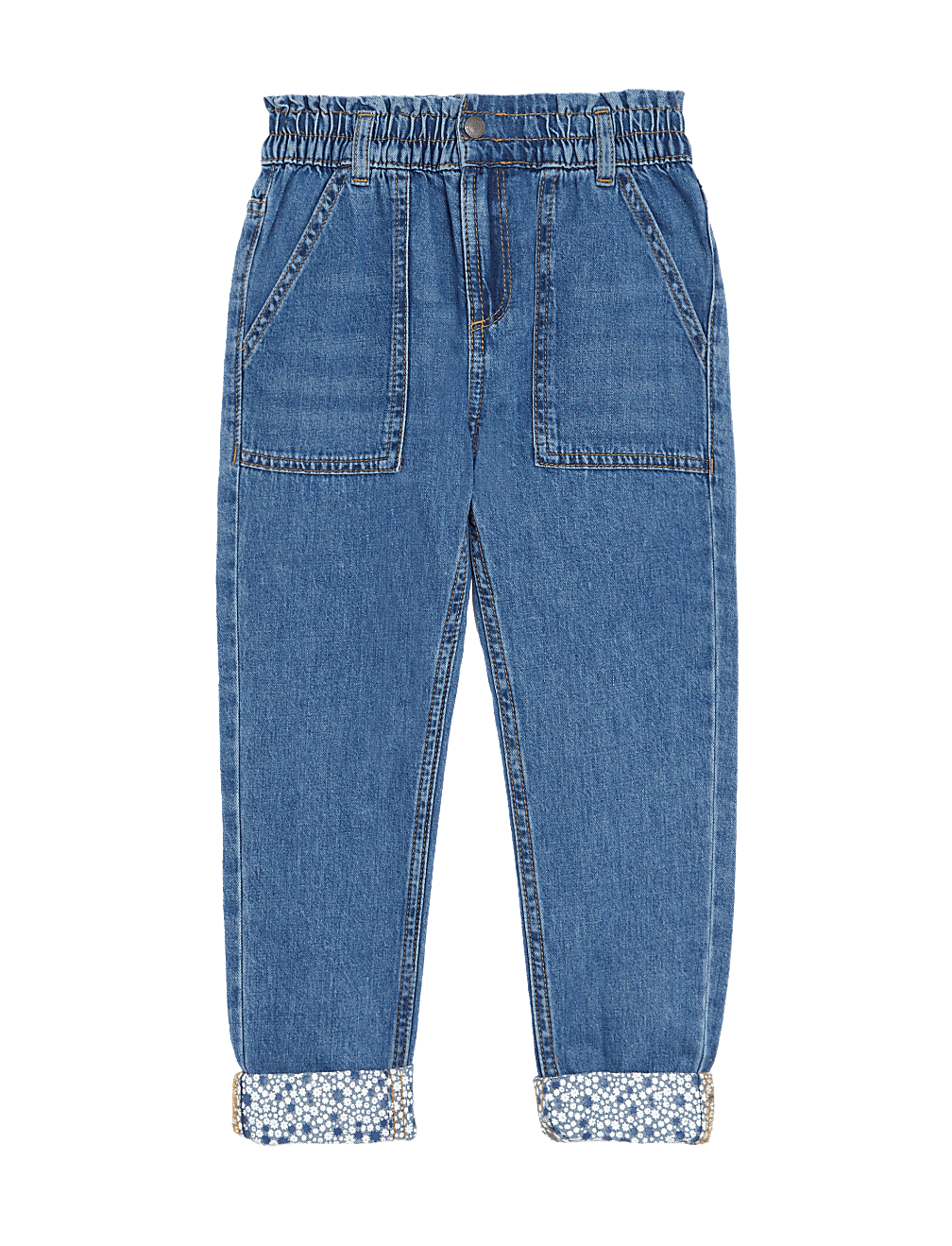Regular Denim Paperbag Waist Jeans