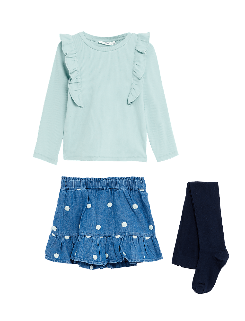 3pc Cotton Rich Spotted Top & Bottom Outfit