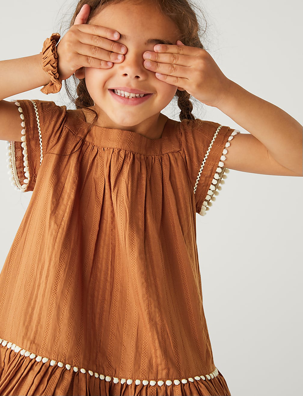 2pc Pure Cotton Dress and Scrunchie Outfit (2-8 Yrs)