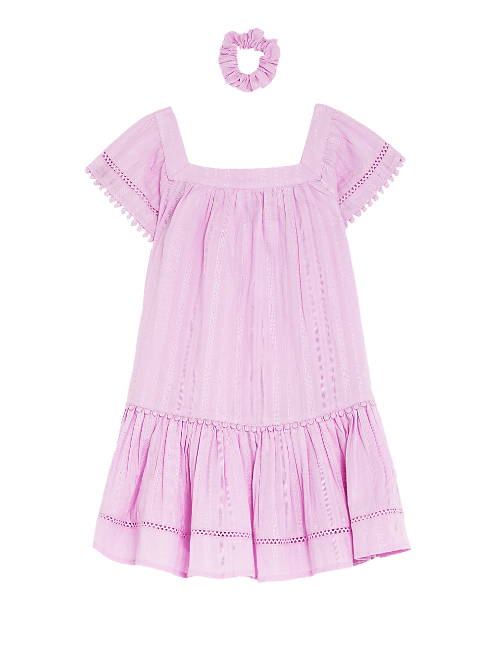 2pc Pure Cotton Dress and Scrunchie Outfit (2-8 Yrs)