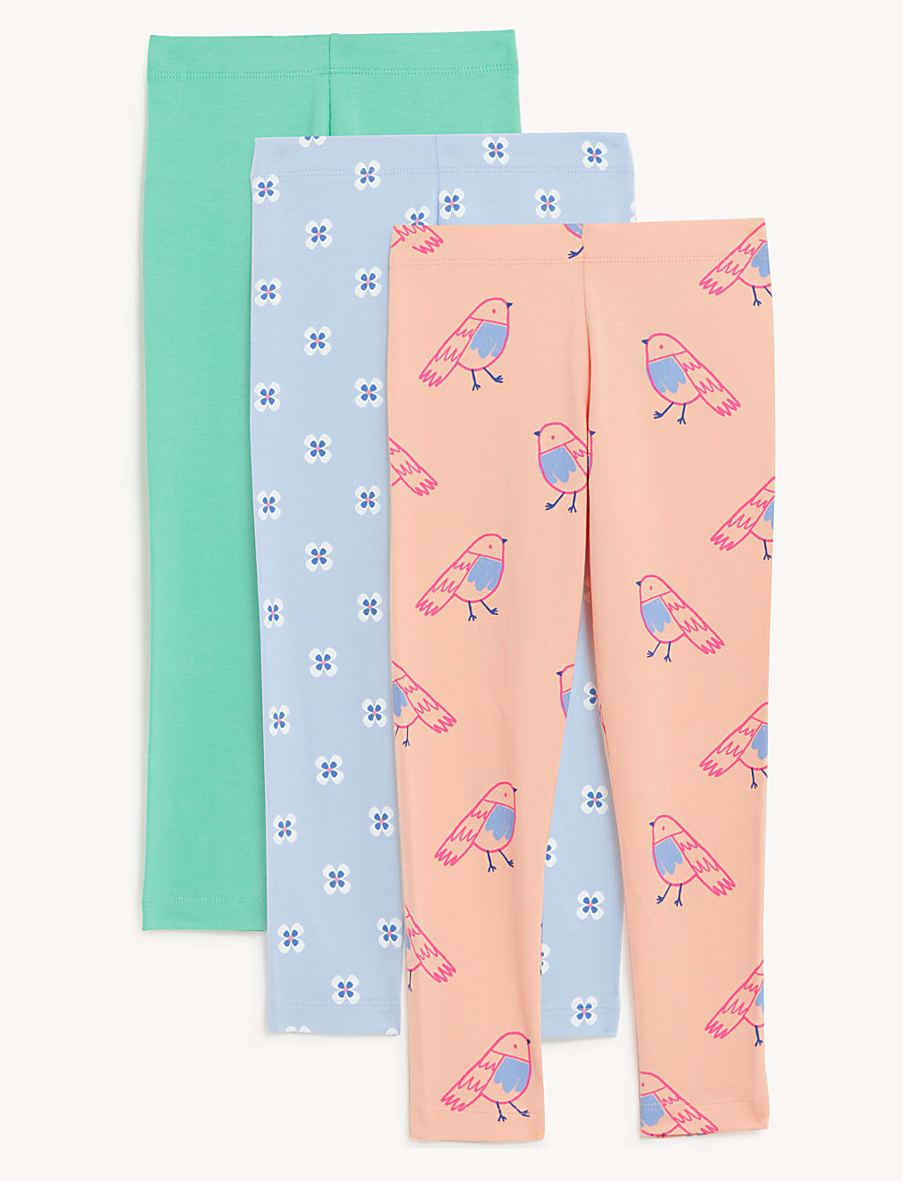 3pk Cotton Rich Patterned Leggings