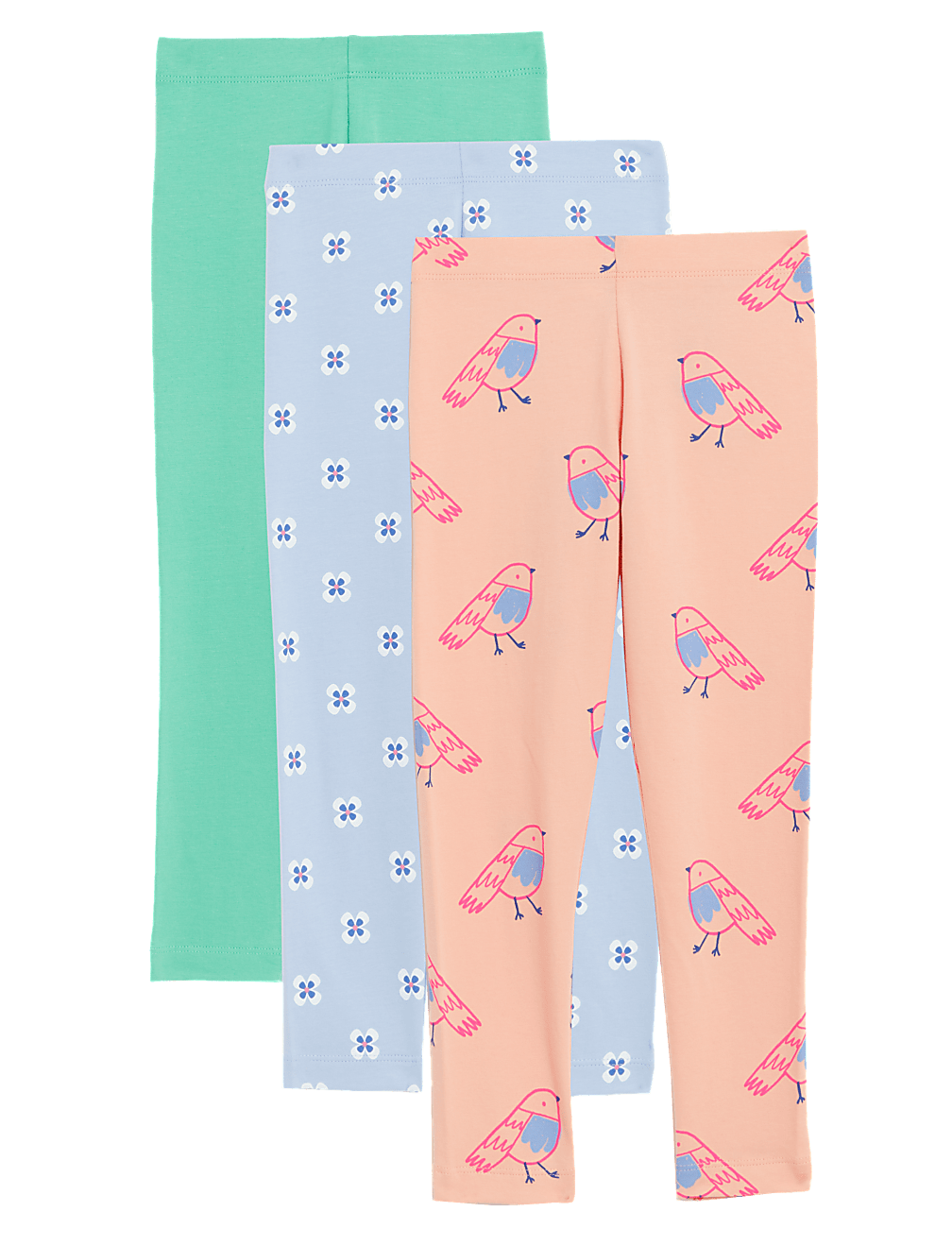 3pk Cotton Rich Patterned Leggings