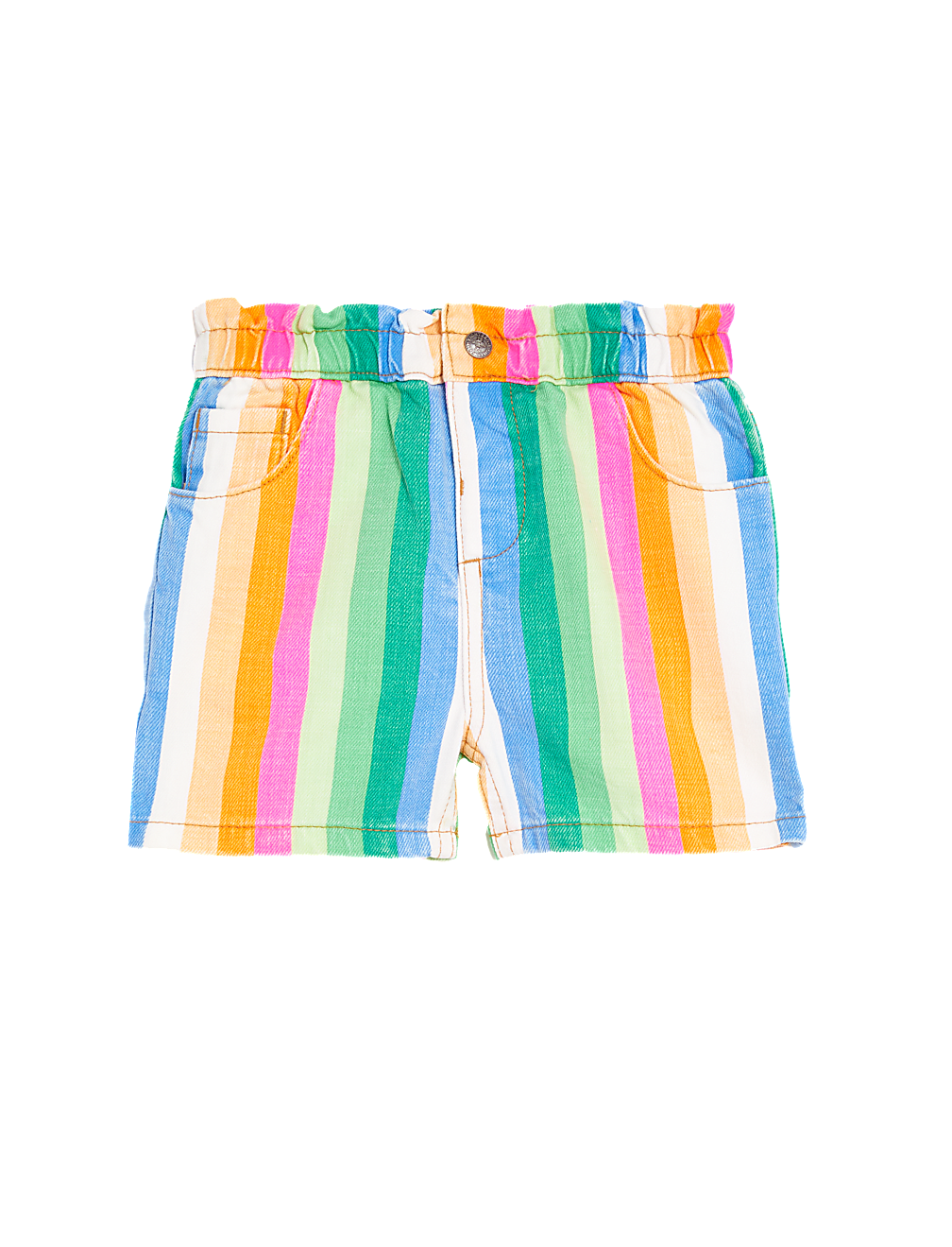 Denim Rainbow Striped Shorts