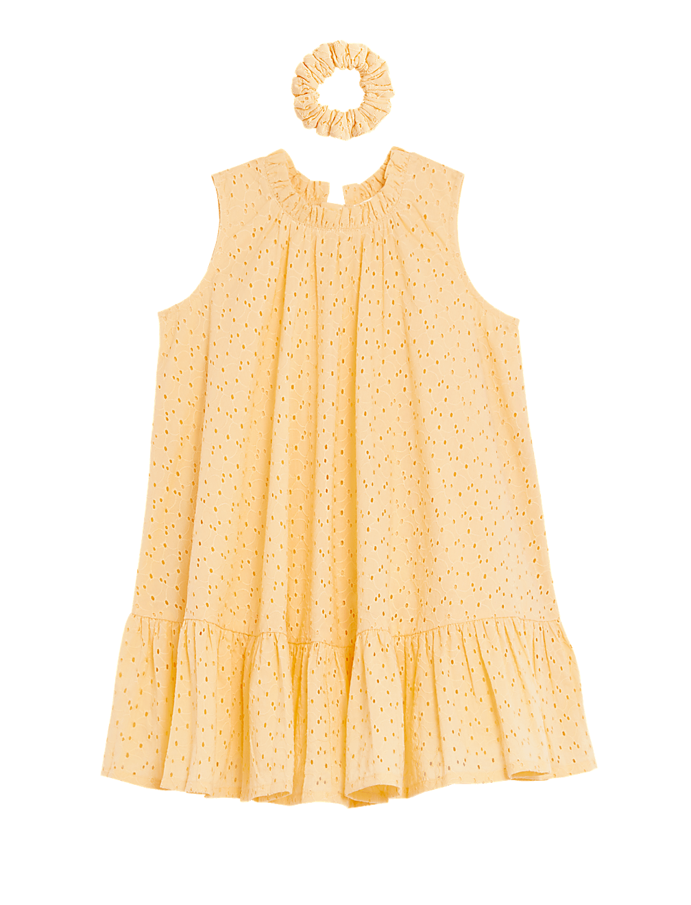 Pure Cotton Dress with Scrunchie (2-8 Yrs)