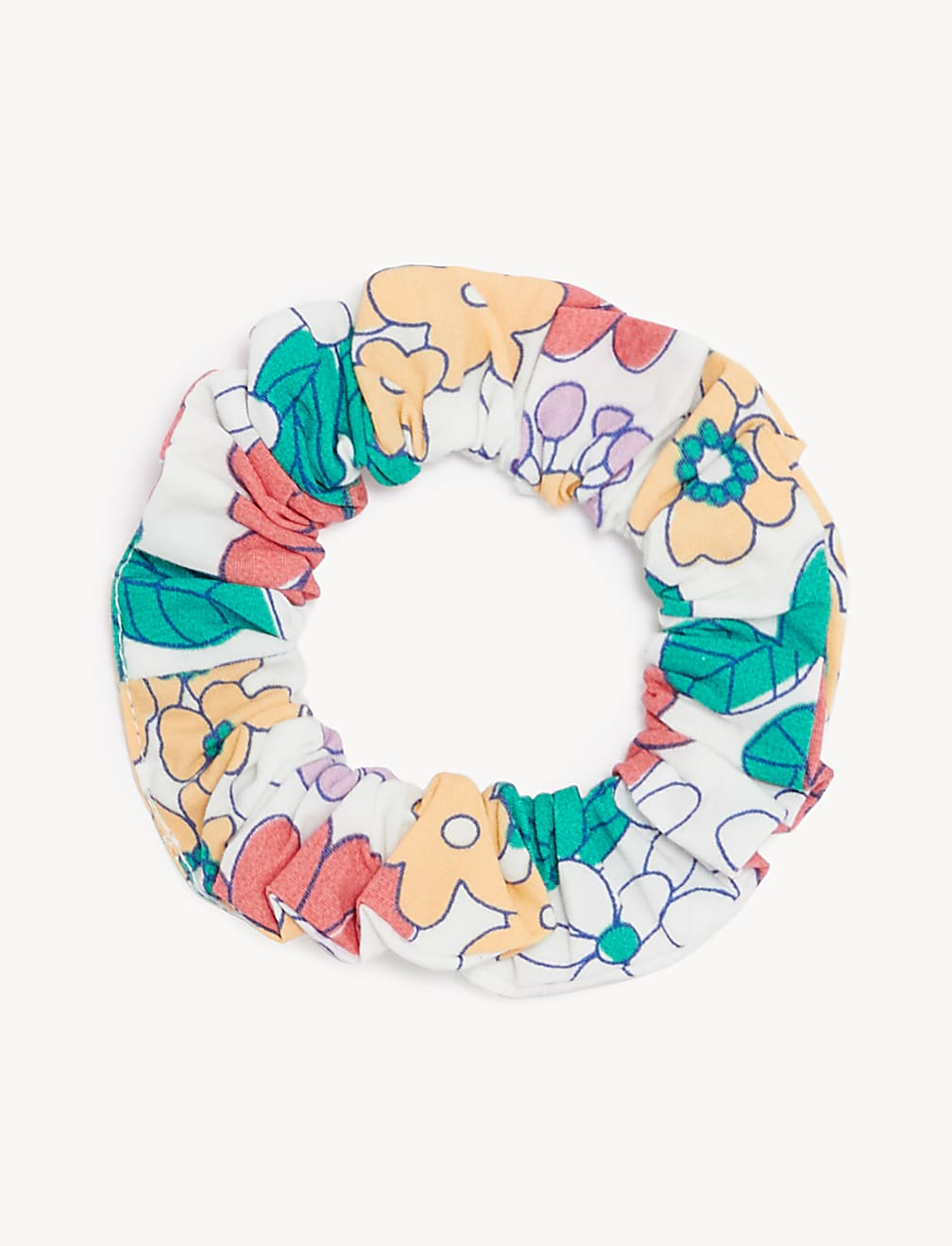 Pure Cotton Floral Dress with Scrunchie (2-8 Yrs)