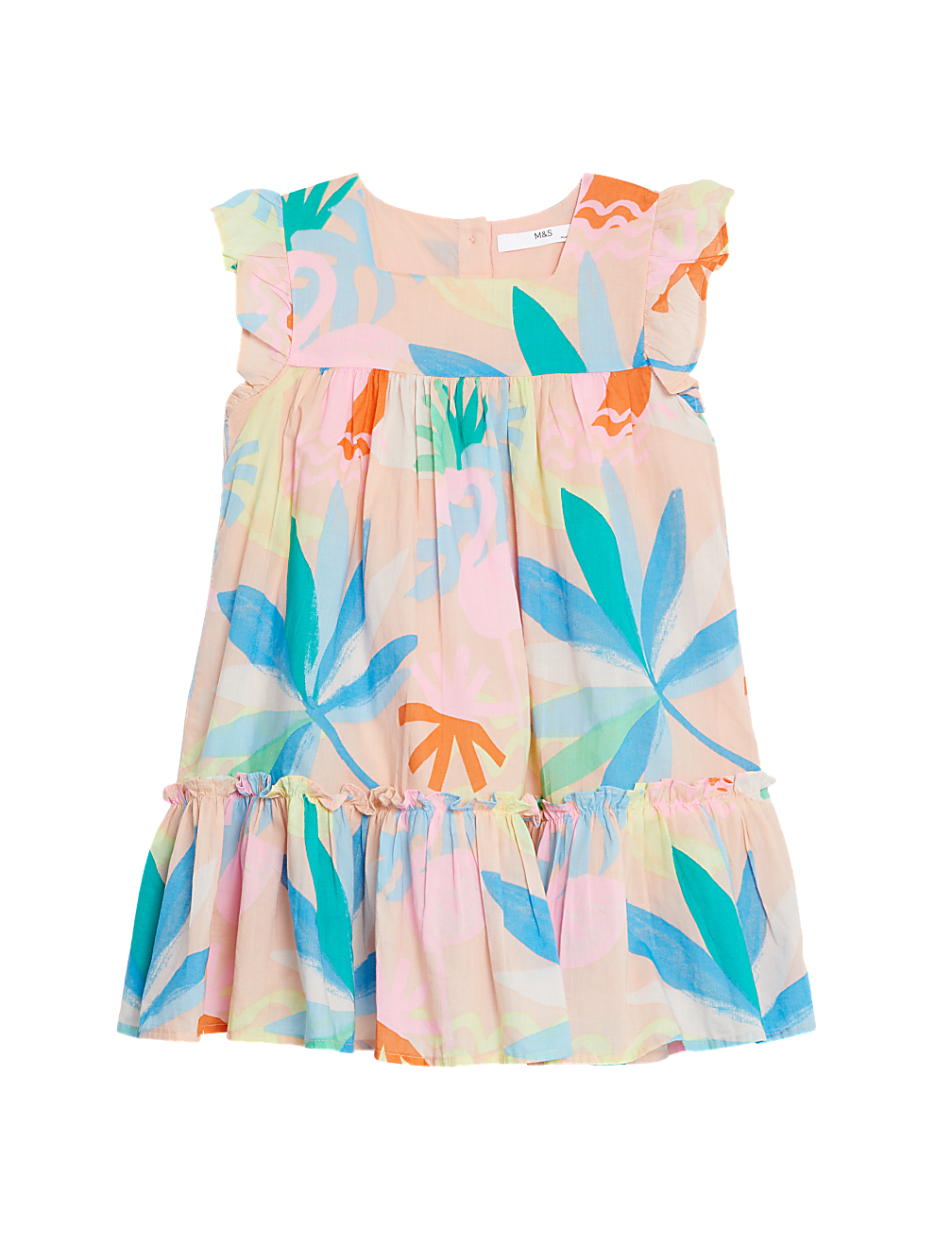 Pure Cotton Striped Frill Tiered Dress (2-8 Yrs)