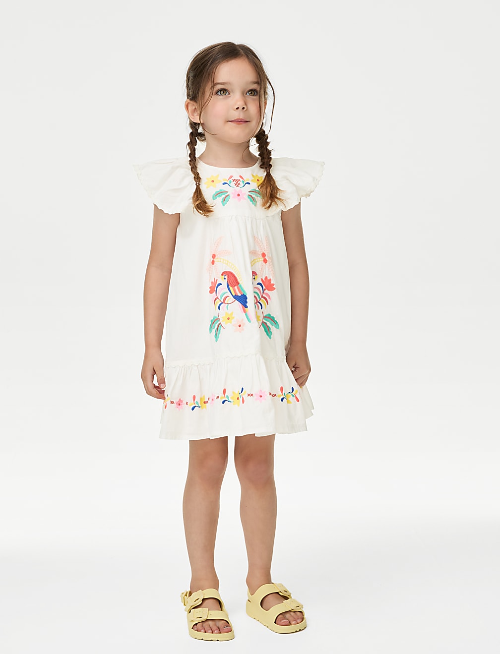 Pure Cotton Embroidered Dress (2-8 Yrs)