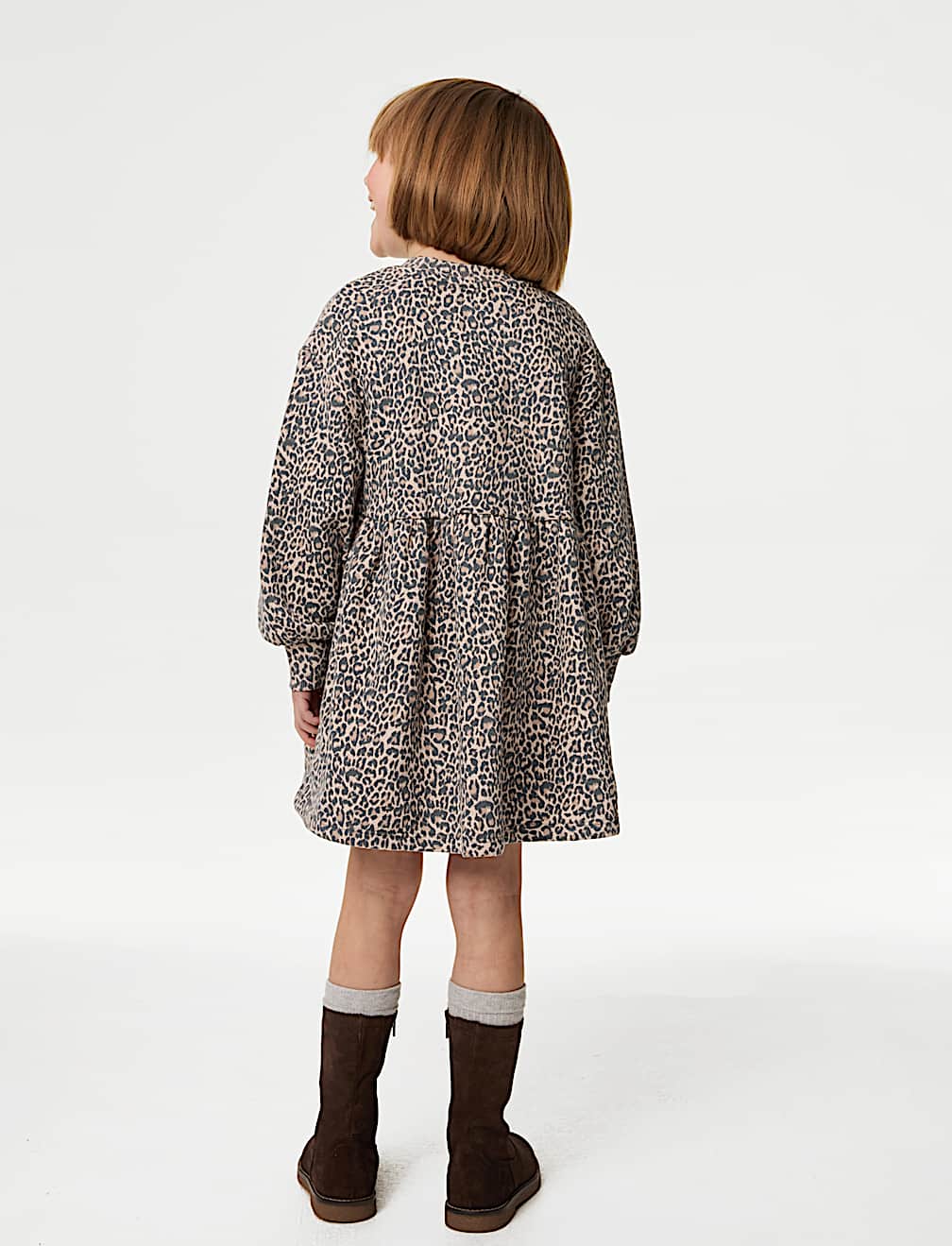 Cotton Rich Leopard Jumper Dress (1-8 Yrs)