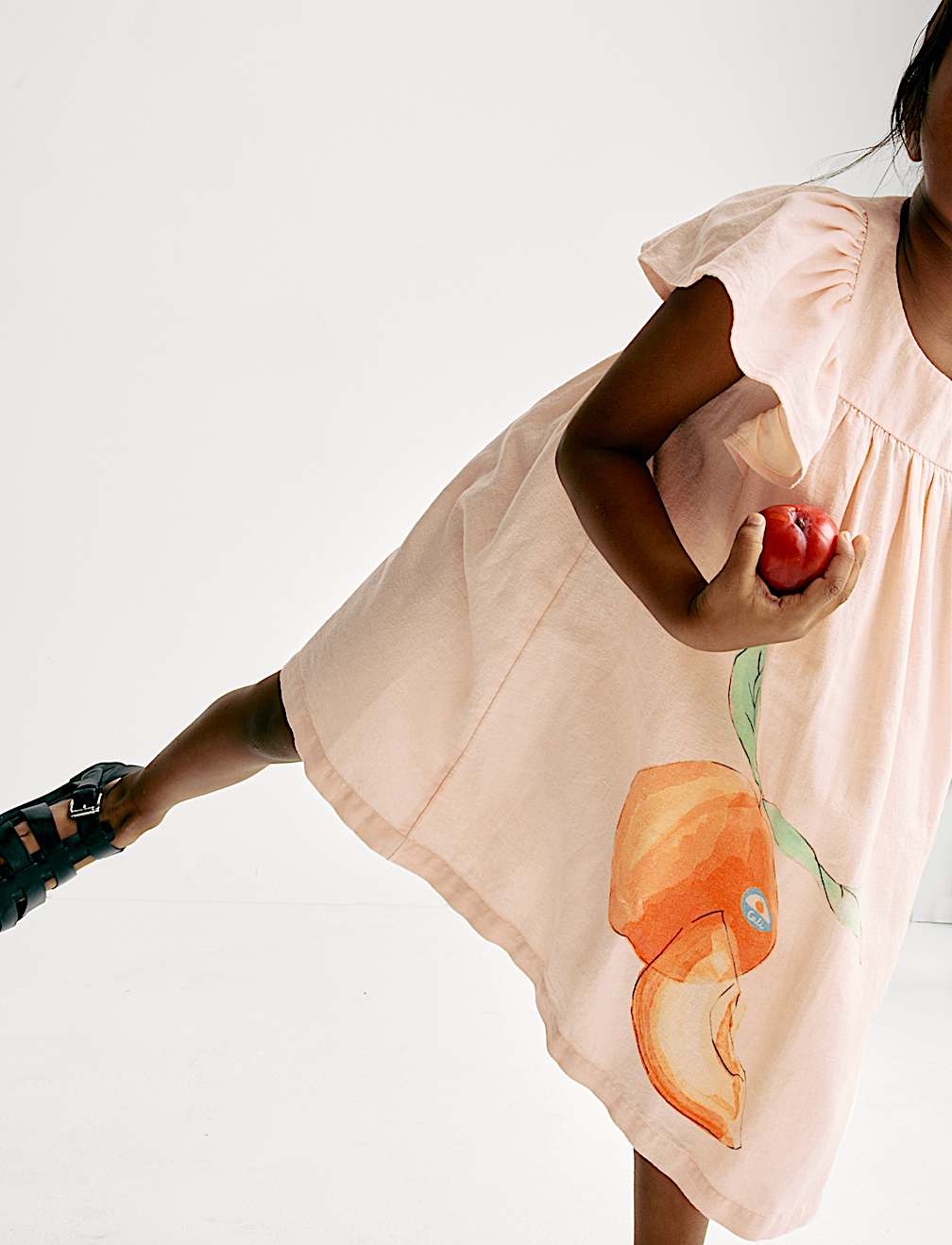 Linen Rich Peach Dress (2-8 Yrs)