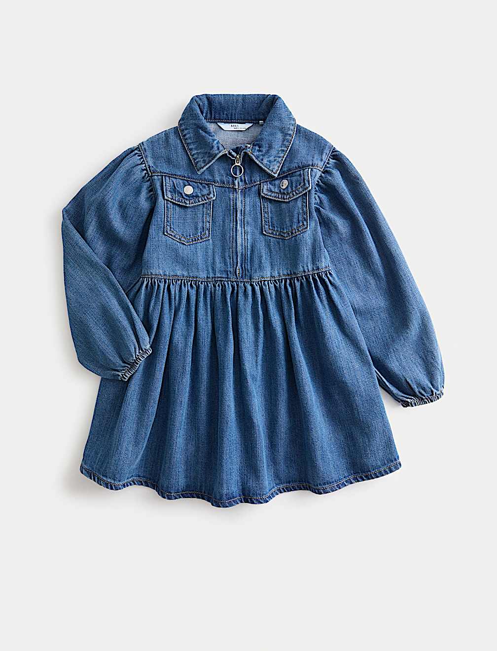 Cotton with Lyocell Denim Zip Dress (2-8 Yrs)