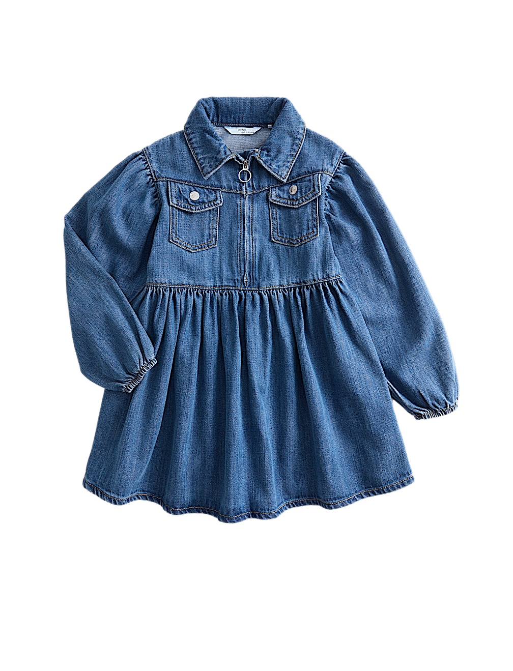 Cotton with Lyocell Denim Zip Dress (2-8 Yrs)