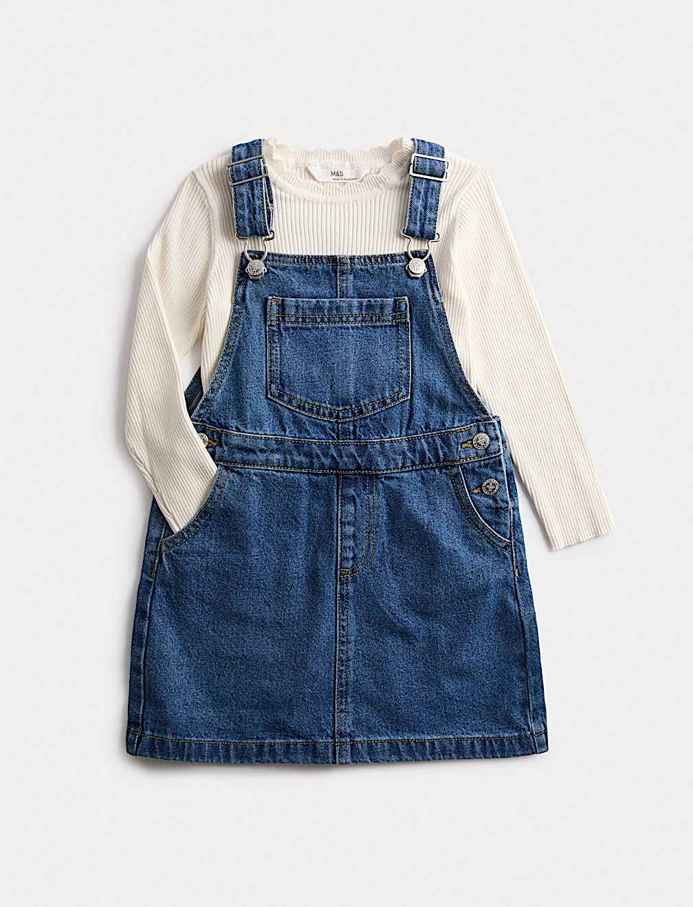 2pc Pure Cotton Denim Pinafore Outfit (2-8 Yrs)