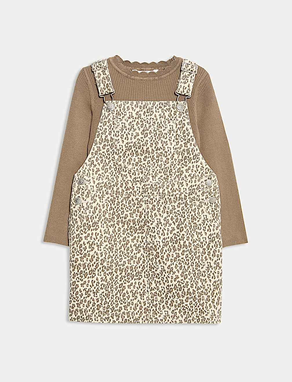 2pc Pure Cotton Leopard Pinafore Outfit (2-8 Yrs)