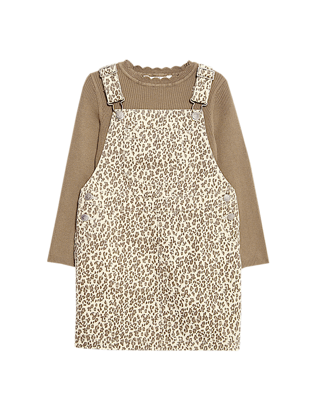 2pc Pure Cotton Leopard Pinafore Outfit (2-8 Yrs)