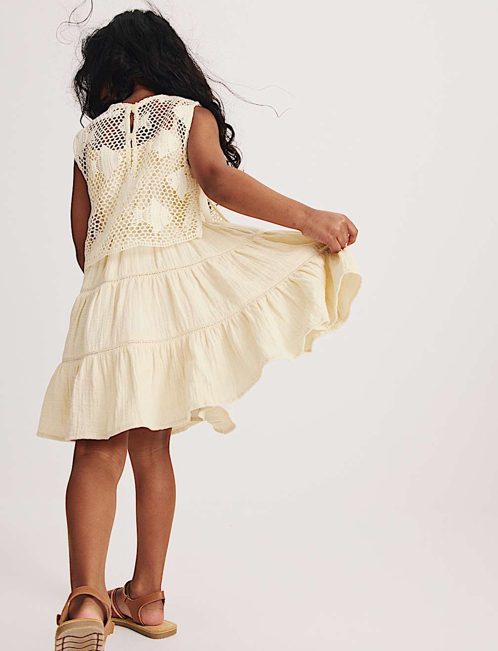 Pure Cotton Crochet Fish Sleeveless Dress (2-10 Yrs)