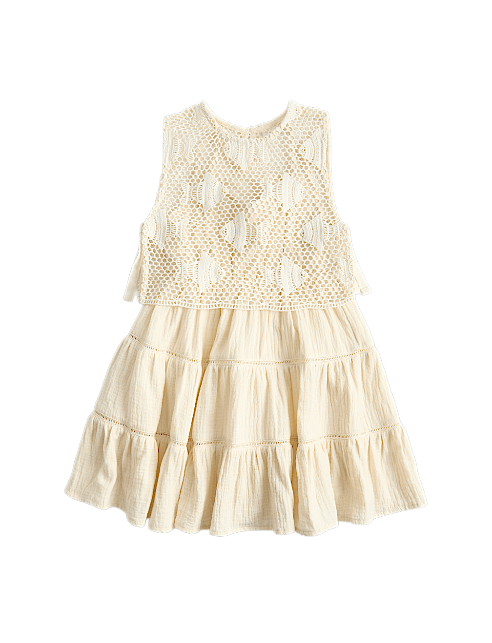 Pure Cotton Crochet Fish Sleeveless Dress (2-10 Yrs)