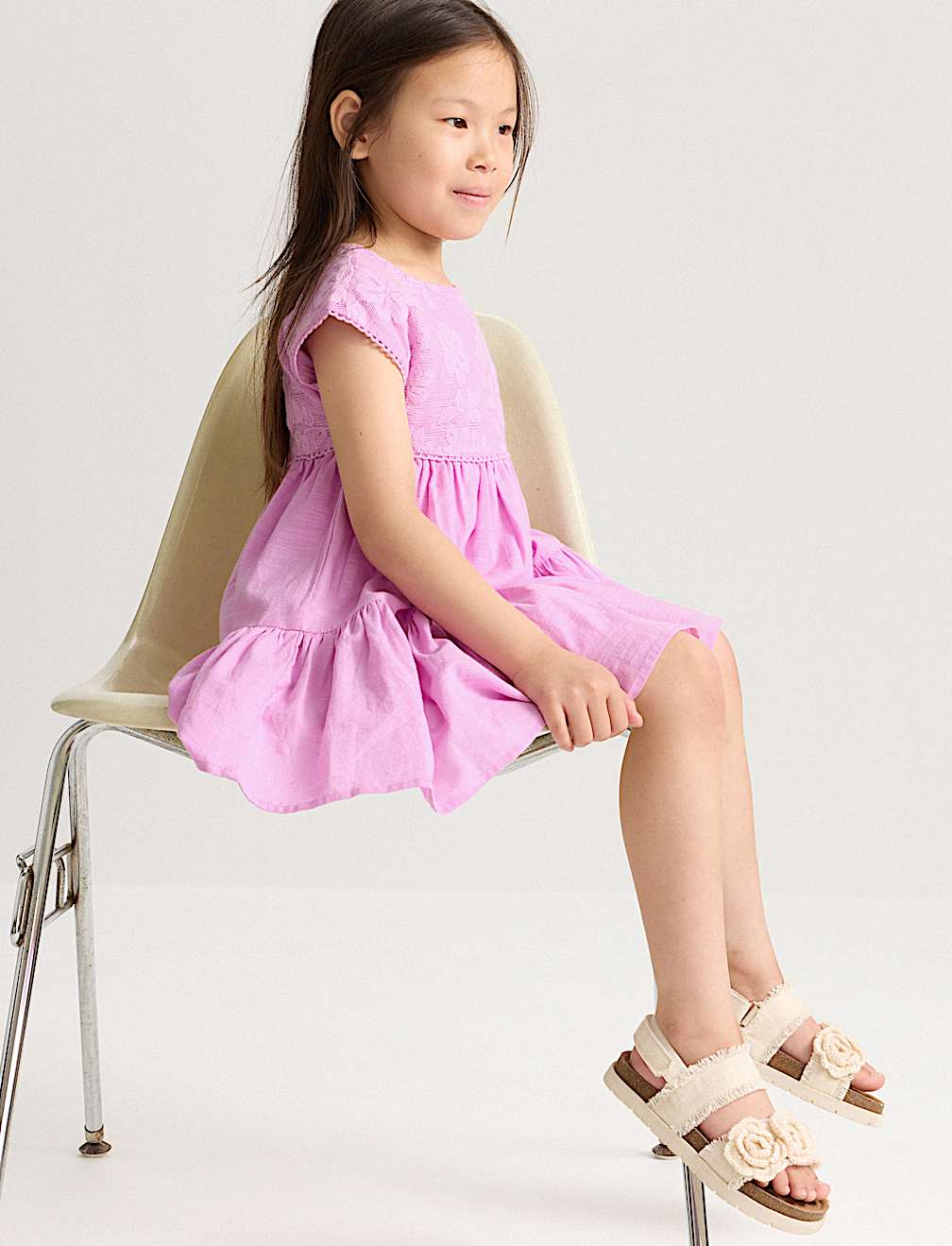 Pure Cotton Floral Lace Dress (2-10 Yrs)