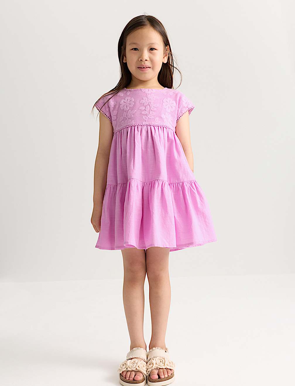 Pure Cotton Floral Lace Dress (2-10 Yrs)