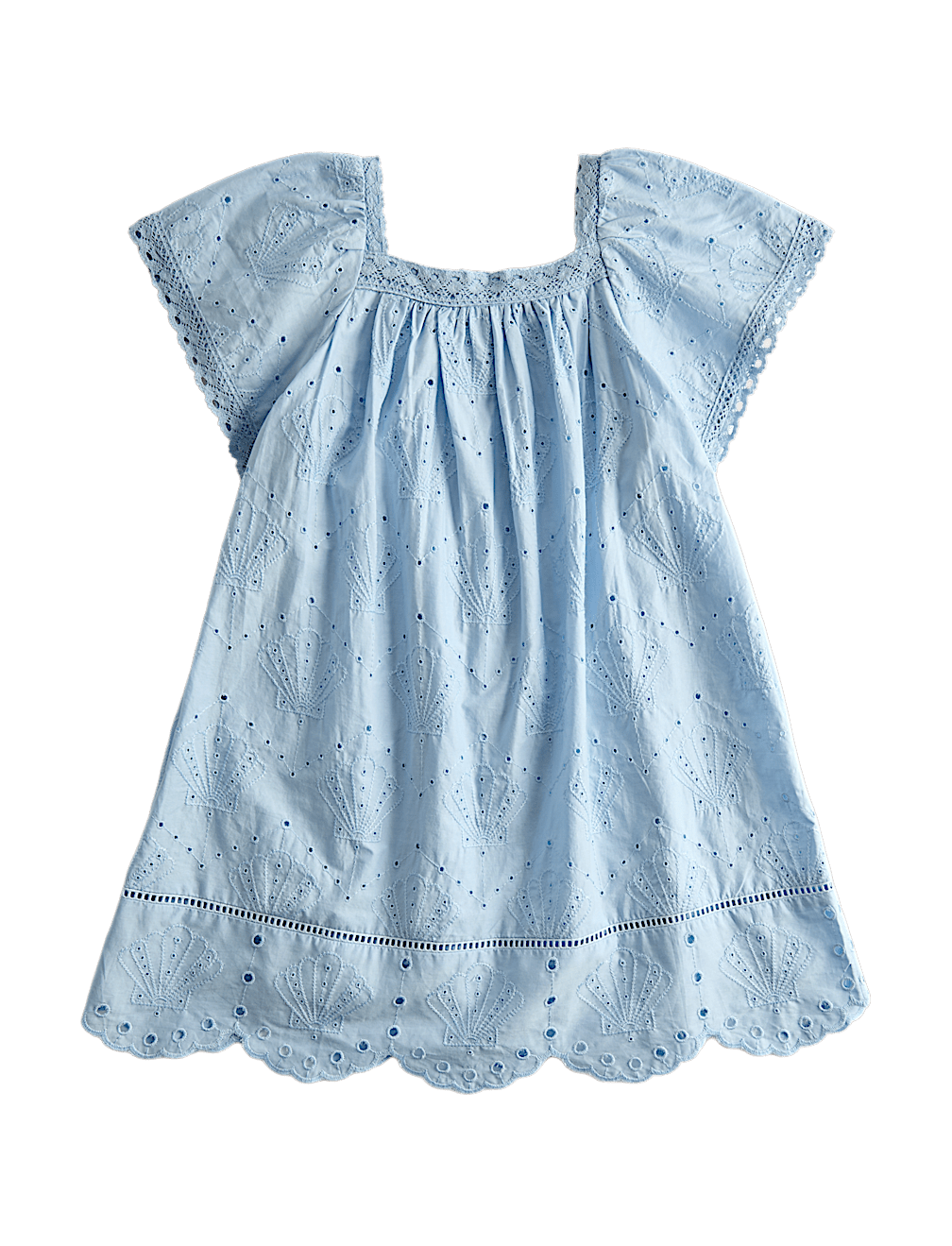 Pure Cotton Broderie Shell Dress (2-8 Yrs)