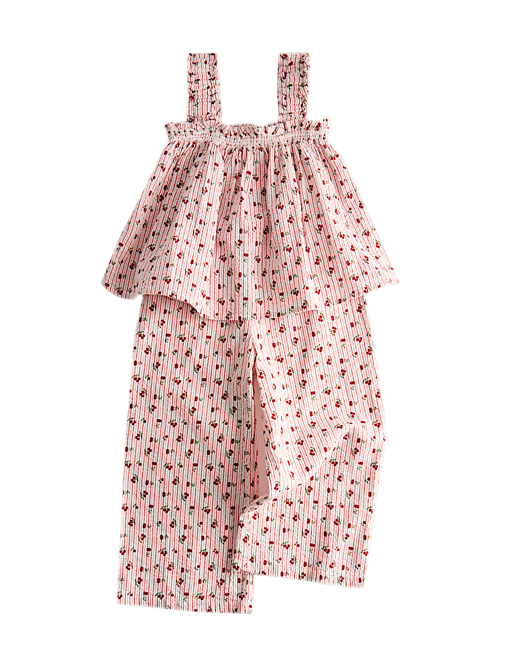 2 Piece Pure Cotton Cherry Striped Outfit (2-10 Yrs)