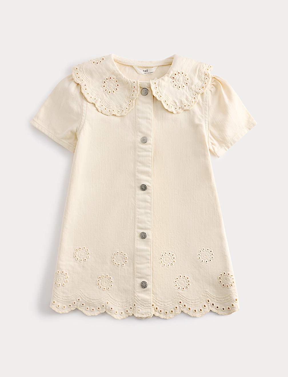 Cotton Rich Broderie Collar Dress (2-10 Yrs)