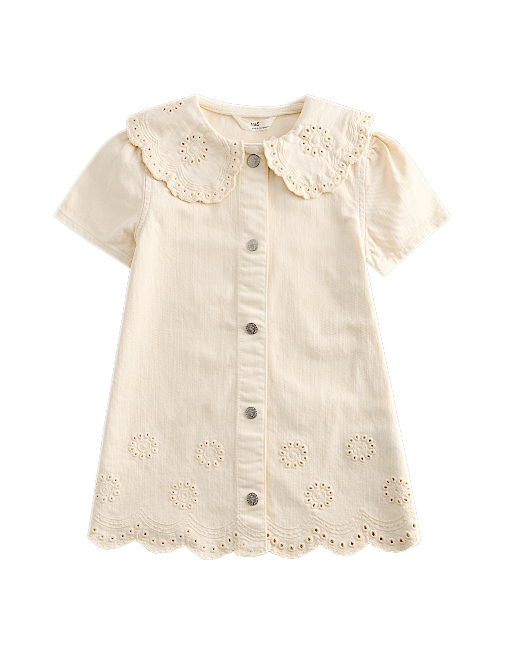 Cotton Rich Broderie Collar Dress (2-10 Yrs)