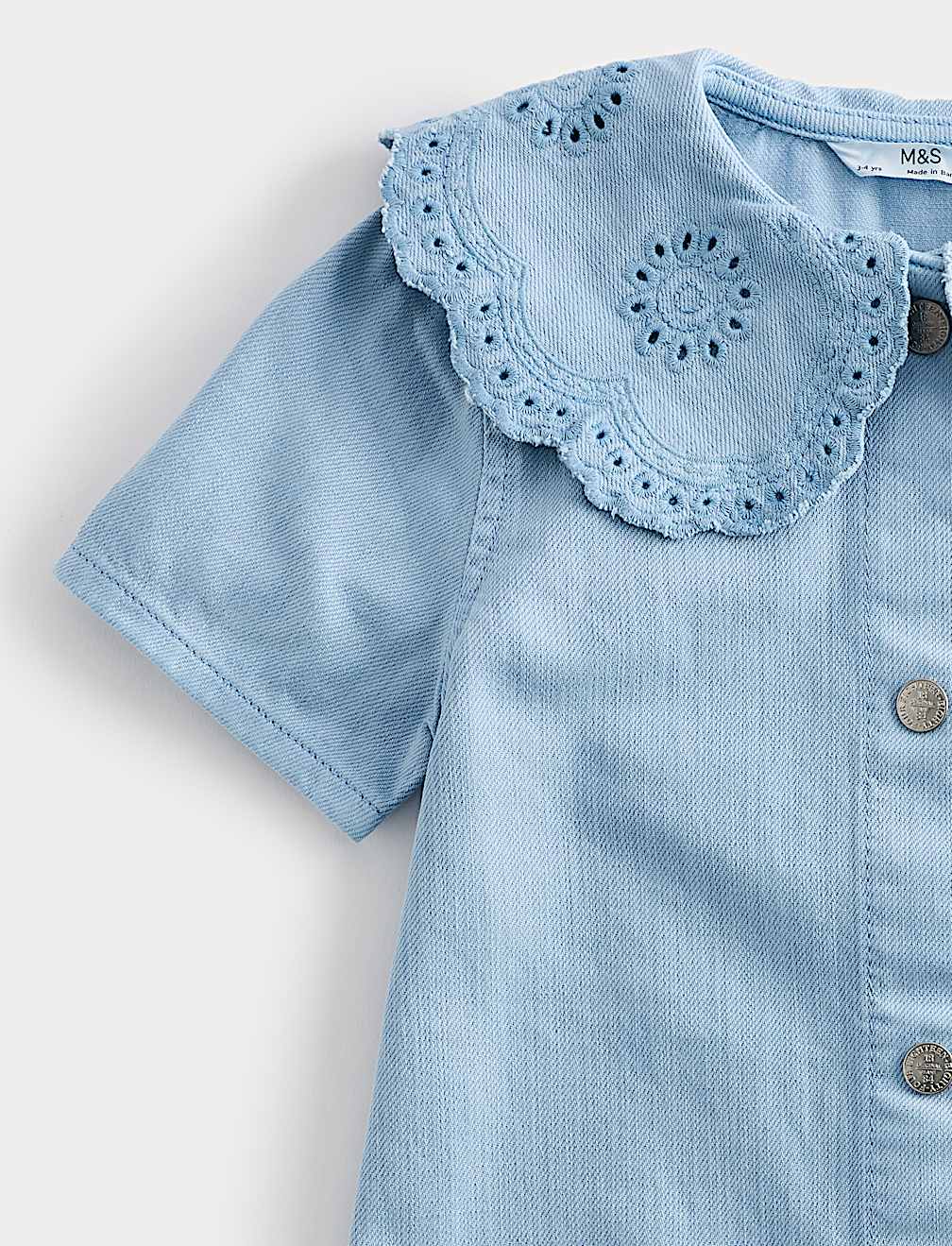 Cotton Rich Broderie Collar Dress (2-10 Yrs)