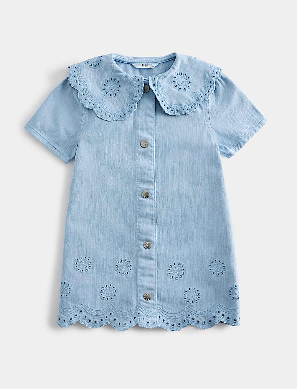 Cotton Rich Broderie Collar Dress (2-10 Yrs)