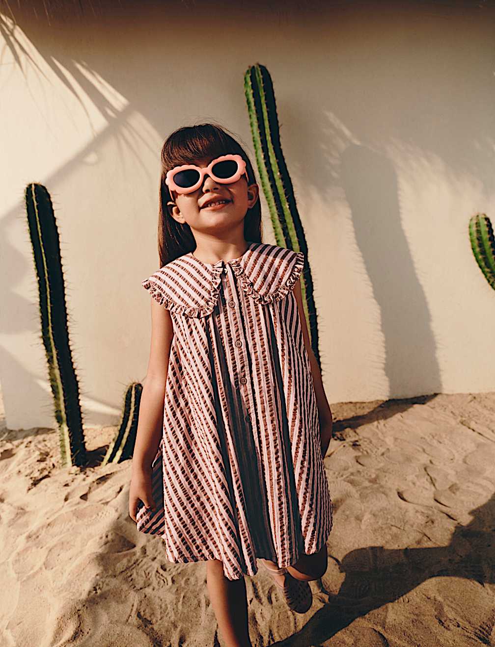 Pure Cotton Stripe Collared Dress (2-8 Yrs)