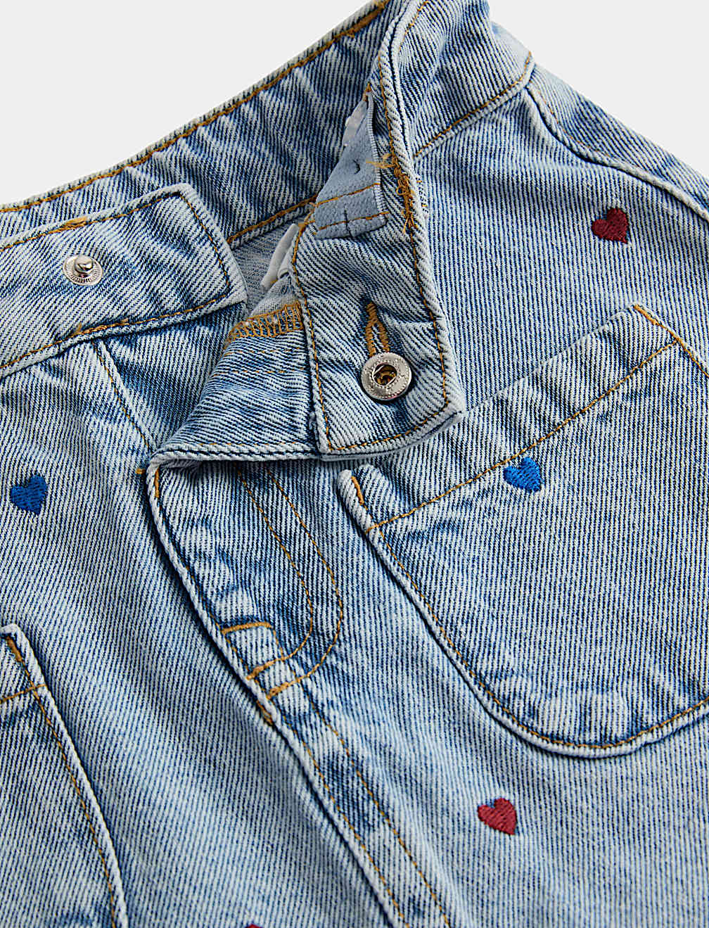 Heart Embroidered Denim Skirt with Tights (2-8 Yrs)