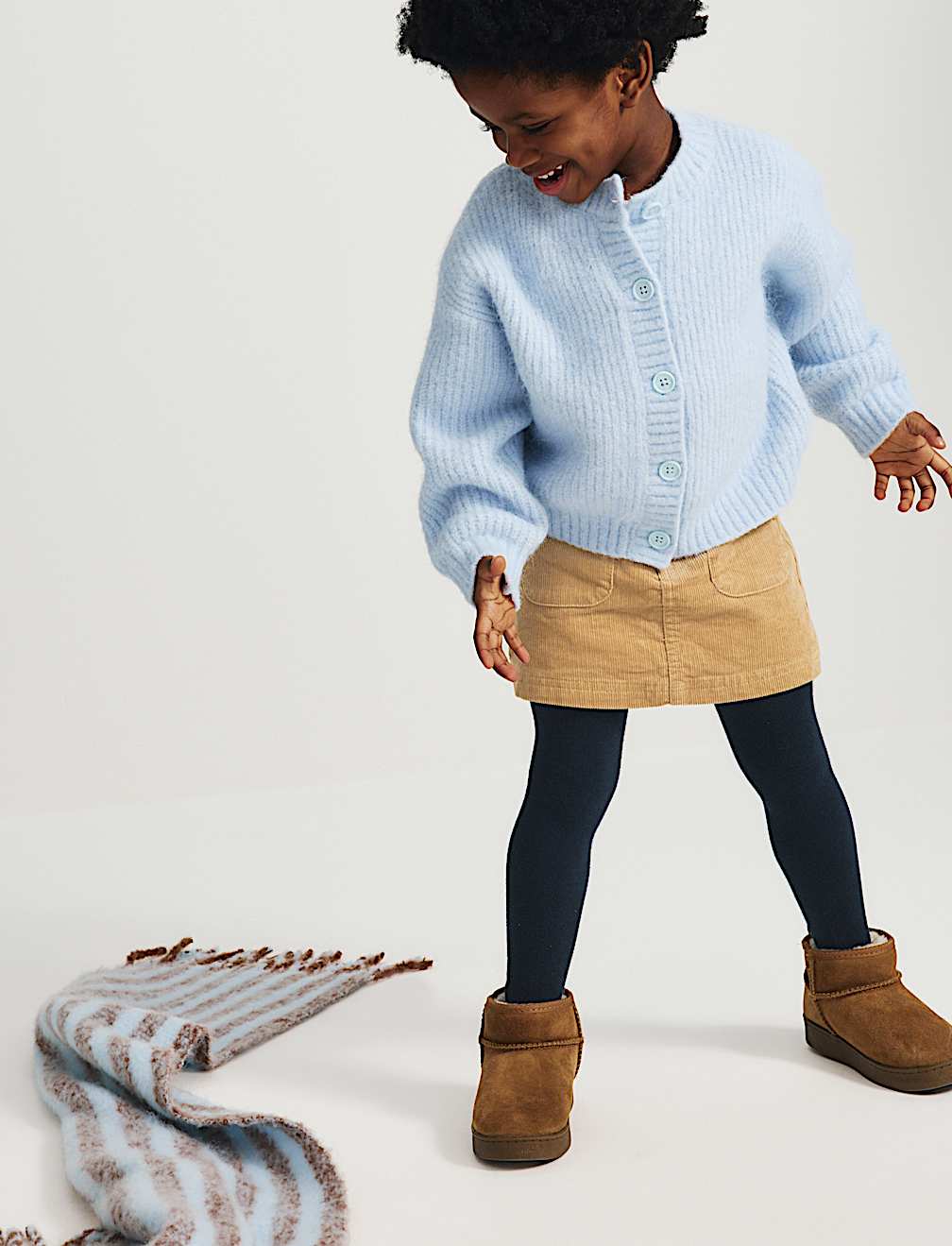 2 Piece Cotton Cord Mini Skirt with Tights (2-8 Yrs)