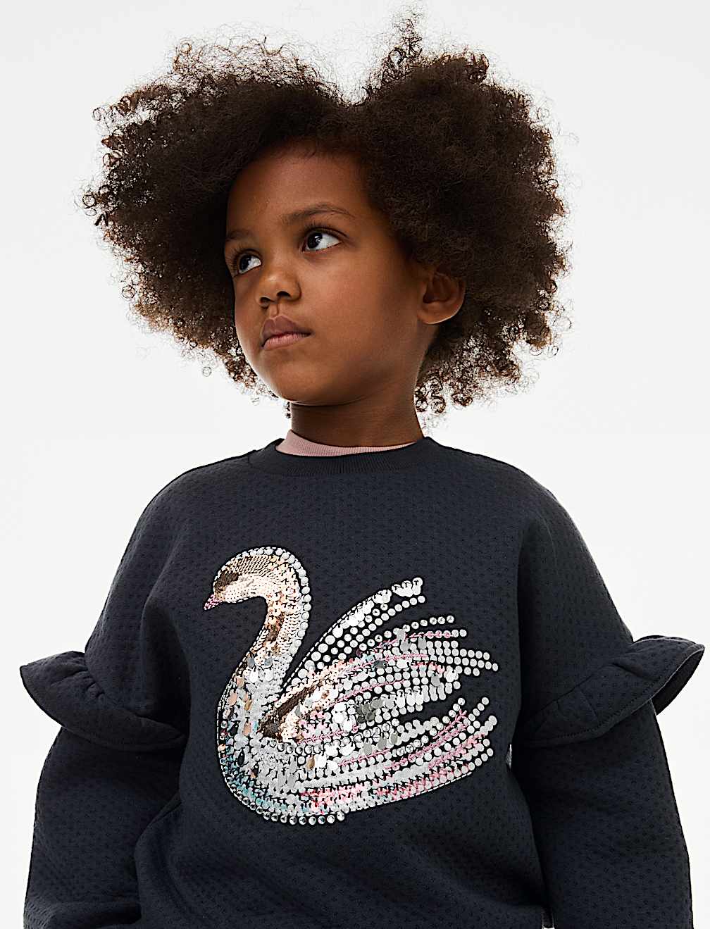 Cotton Rich Sequin Swan Sweatshirt (2-8 Yrs)