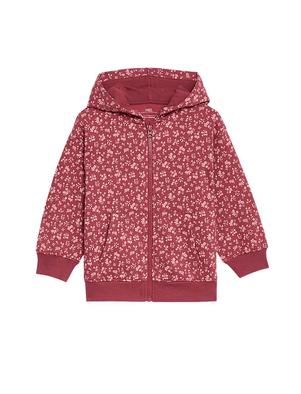 Cotton Rich Floral Zip Hoodie (2-8 Yrs)