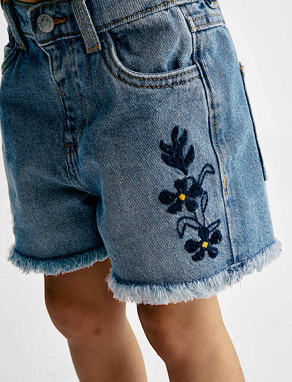 Denim Embroidered Shorts (2-8 Yrs)