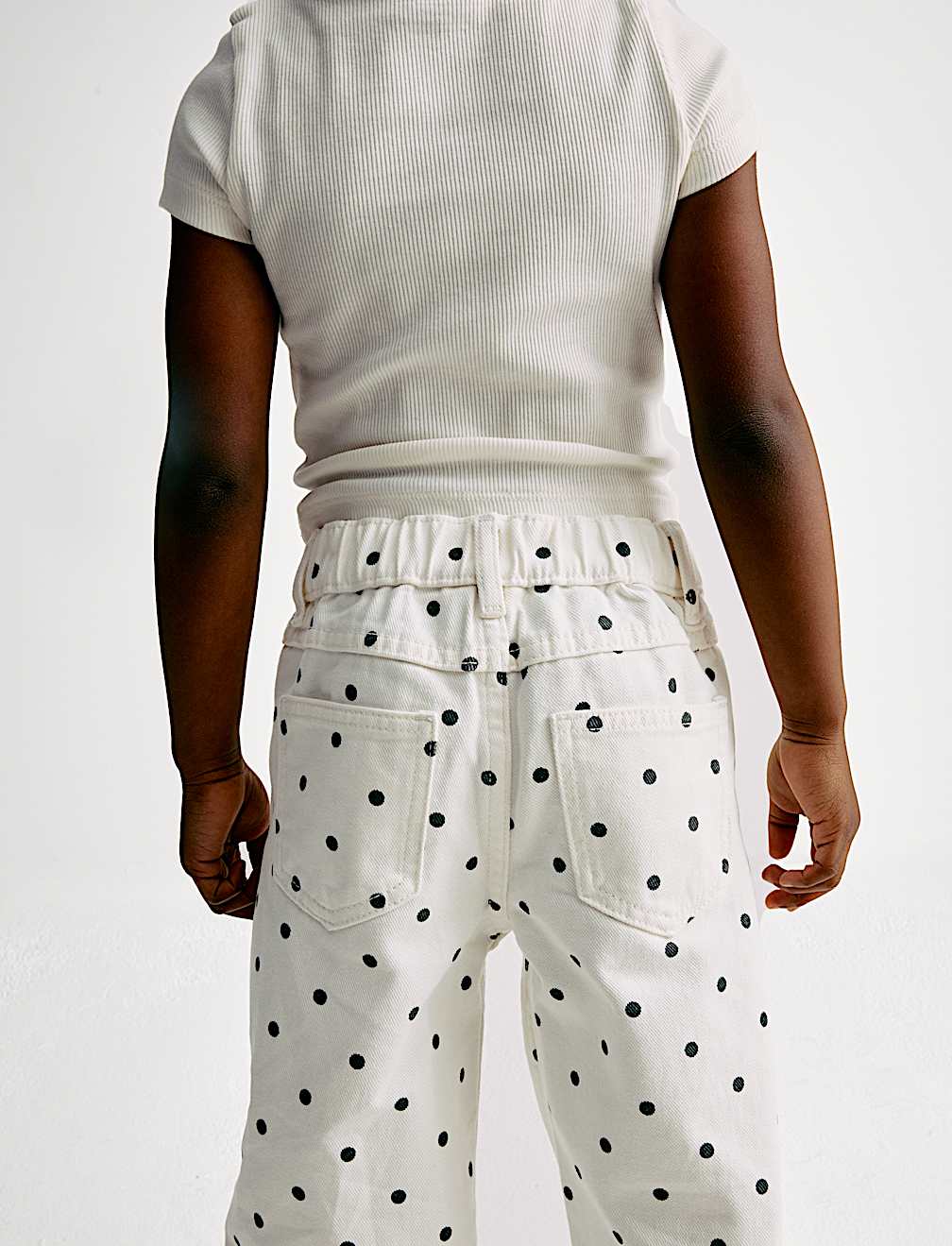 Polka Dot Wide Leg Denim Jeans (2-8 Yrs)