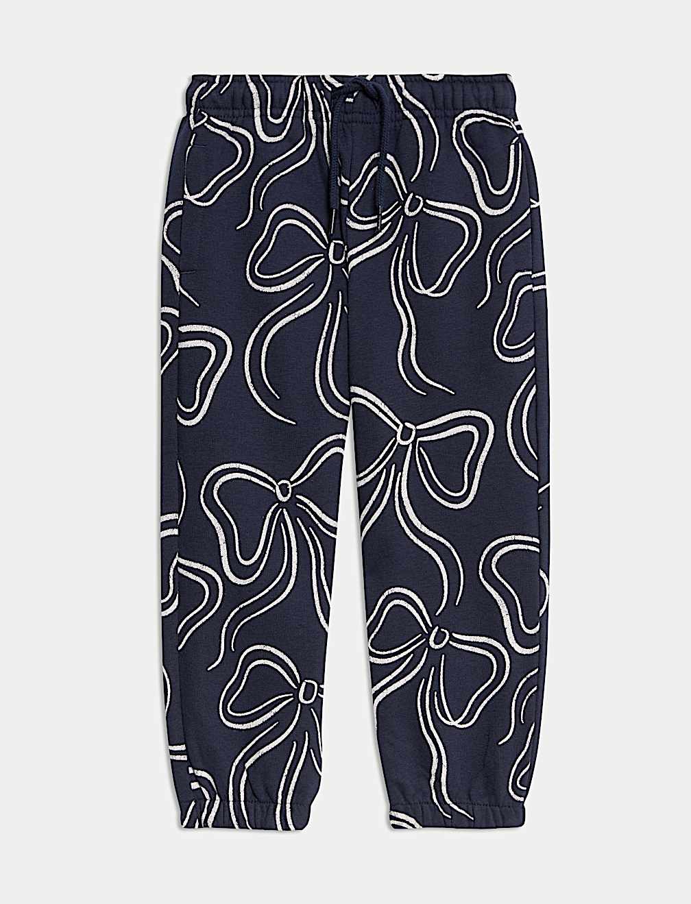 Cotton Rich Bow Print Joggers (2-8 Yrs)