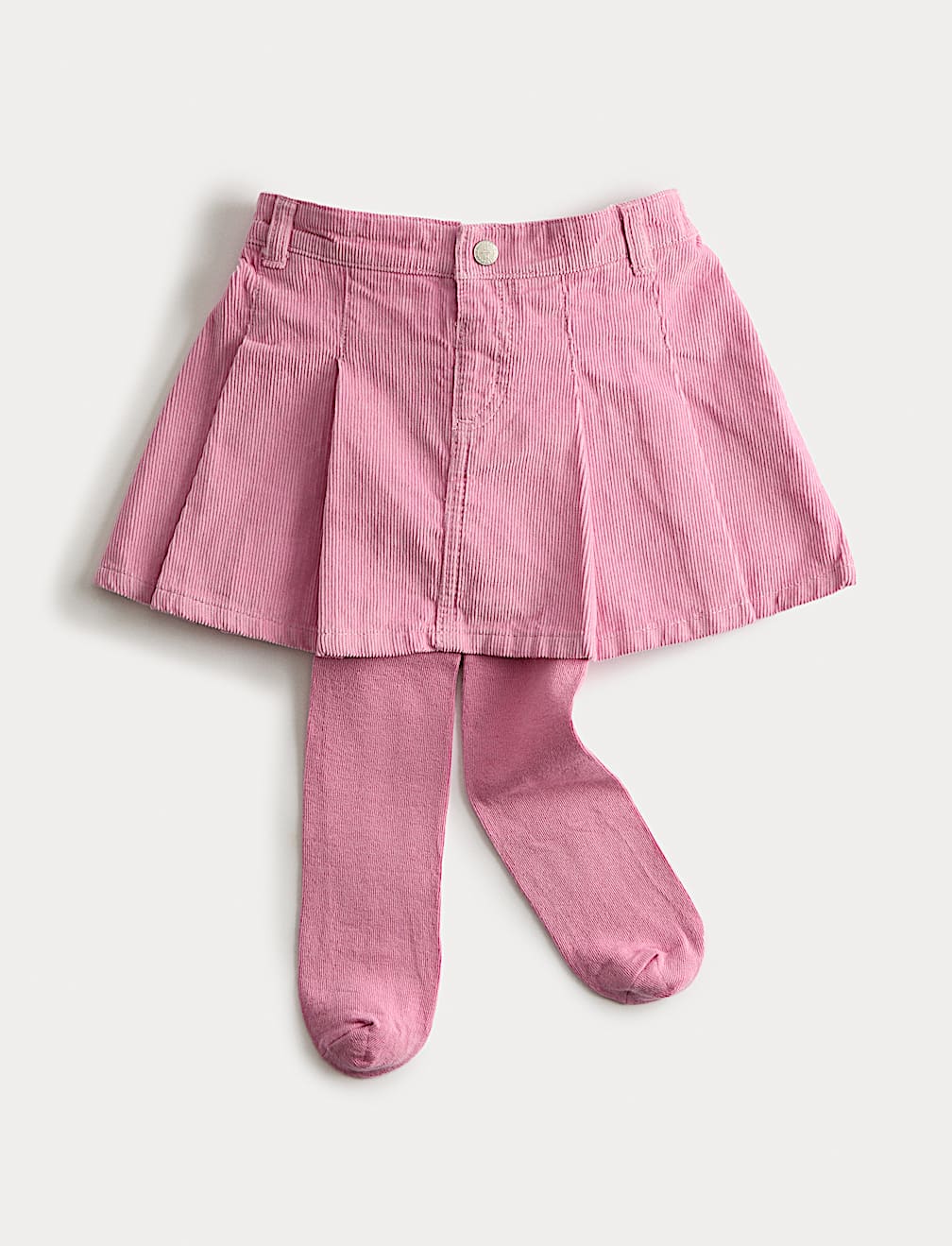 Cord Pleated Skirt With Tights (2-8 Yrs)