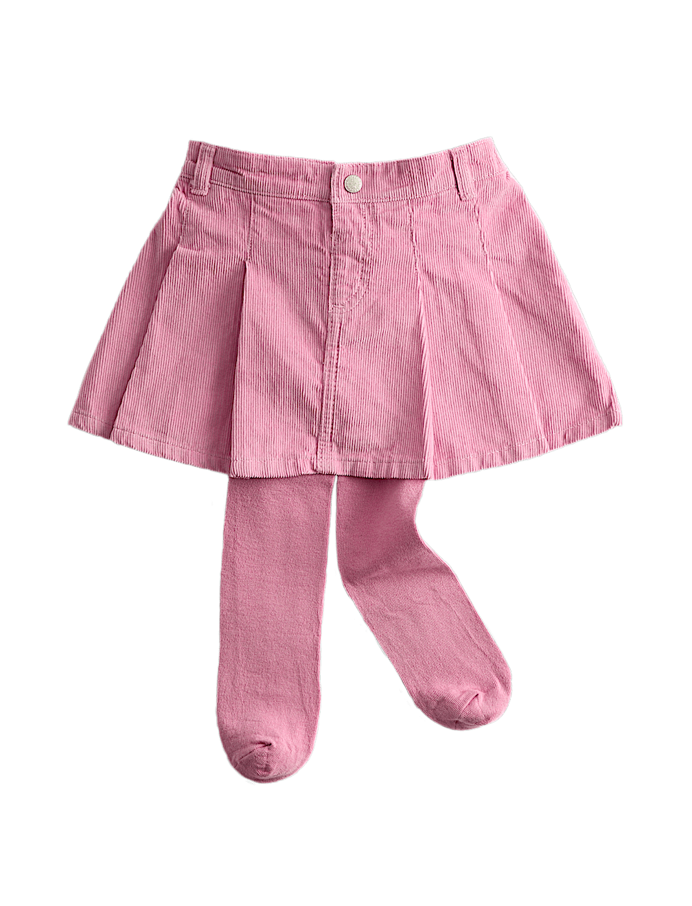 Cord Pleated Skirt With Tights (2-8 Yrs)