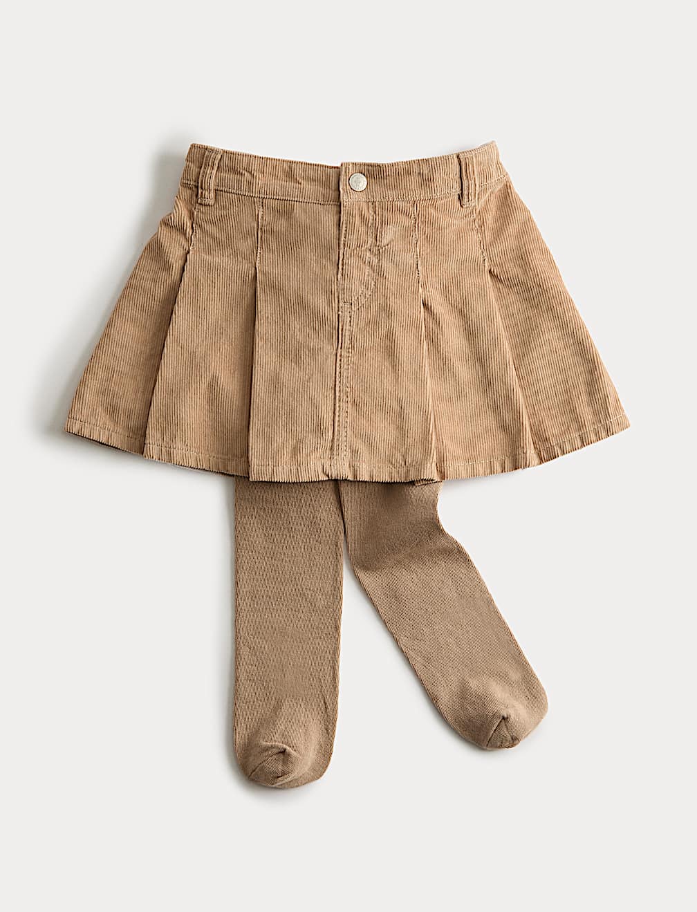 Cord Pleated Skirt With Tights (2-8 Yrs)