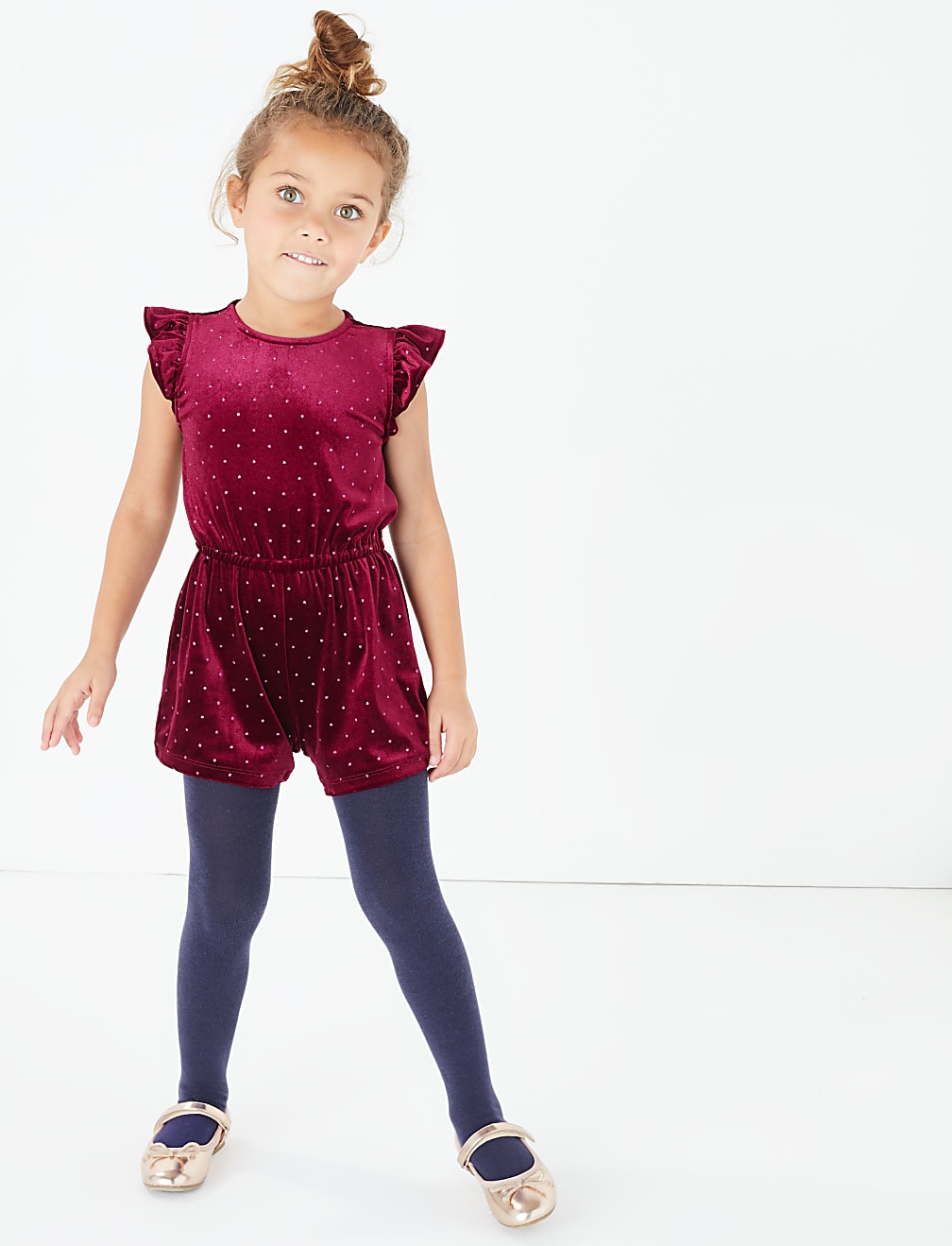 Glitter Spot Print Playsuit & Tights (3 Months - 7 Years)