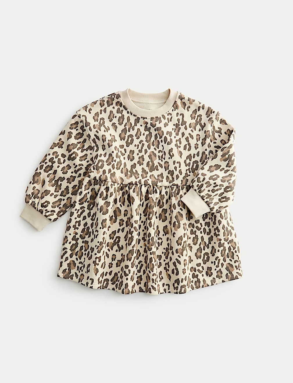 Cotton Rich Leopard Print Sweatshirt Dress (2-8 Yrs)