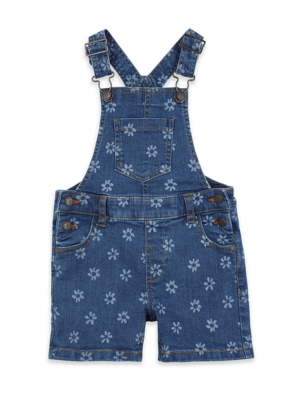 Laser Flower Print Short Dungarees (2-7 Years)